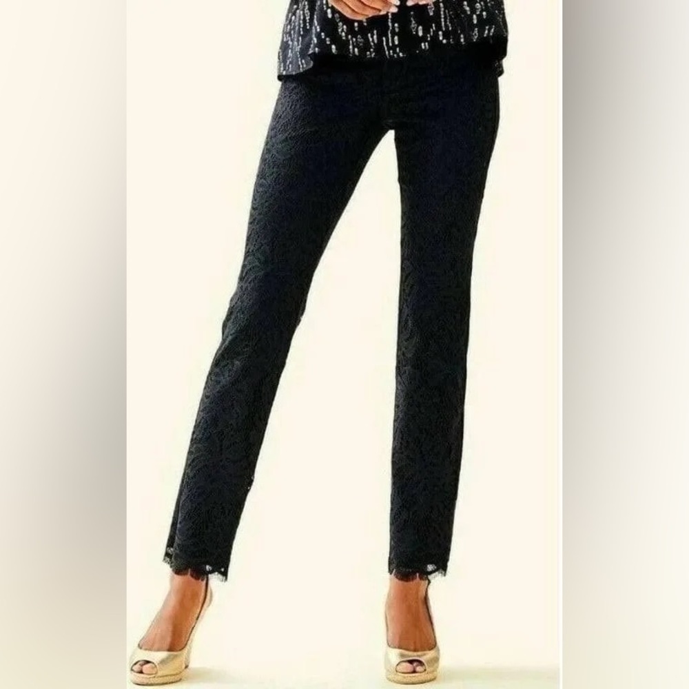 Lilly Pulitzer Kelly lace skinny ankle pants.